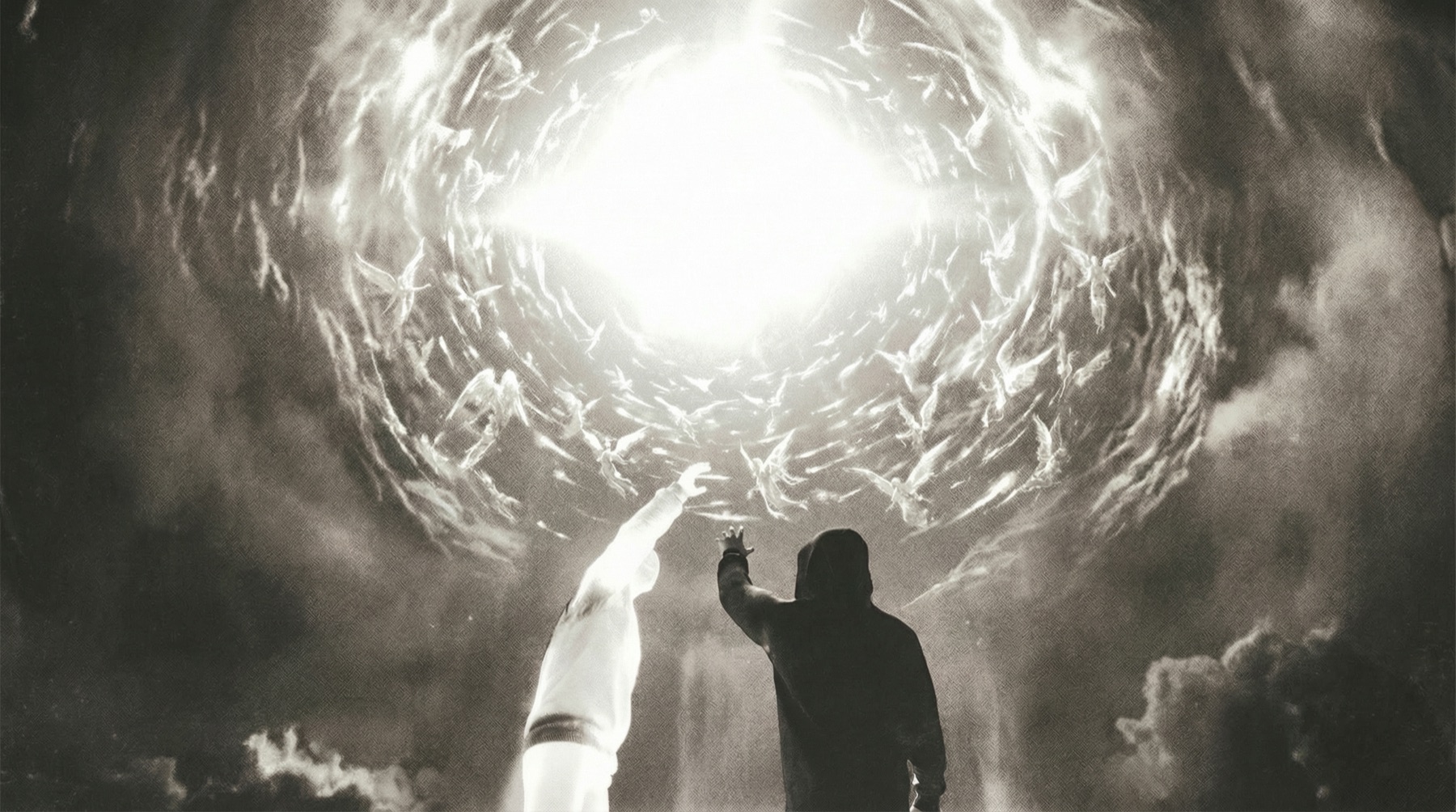 spirits circling a light in the sky